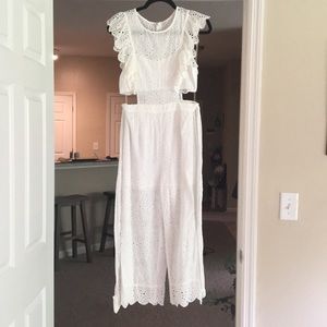 White eyelet jumpsuit